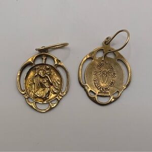 Vintage Saint Christopher Sterling Medallion Earrings “Protect Us”